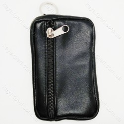 Ключниця 2 відділення чорна /м'яка шкіра /13см/ Ключниця 2 відділення чорна /м'яка шкіра /13см/