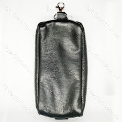 Ключниця з карабіном чорна/ груба шкіра/ 16 см