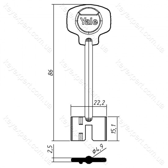 YALE-1 /вузький /86х15,1мм//4,9мм/