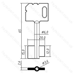 Майєр-1 /короткий/сейф 6х3, 6мм /65х15мм/