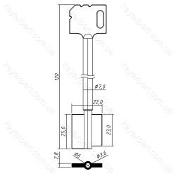 Майєр-3 /довгий/сейф 6х3, 6мм /120х25мм/