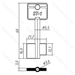 Стівка-1 /короткий /5,3х3,6мм /60х16,2х21,3мм/