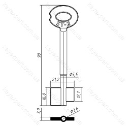 Стівка-2 /середній /5,3х3,6мм /90х16,2х21,3мм/