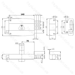 Замок накладний KALE 2001A 3MT вертикальний ключ