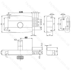 Замок накладний KALE 2001 С 3MT вертикальний ключ