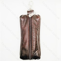 Ключниця з карабіном кольорова груба шкіра 13см