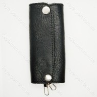 Ключниця книжка на 6 ключів /чорна/груба шкіра/ 17см/