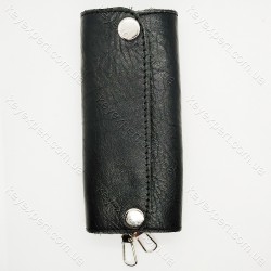 Ключниця книжка на 6 ключів /чорна/груба шкіра/ 17см/