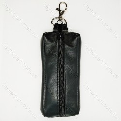 Ключниця з карабіном чорна /м'яка шкіра /13см/