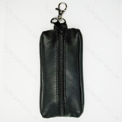 Ключниця з карабіном чорна /м'яка шкіра /12см/