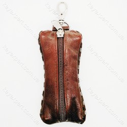 Ключниця з карабіном комбінована /м'яка шкіра /11см/