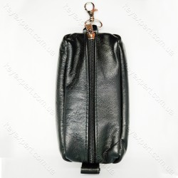 Ключниця з карабіном чорна/ груба шкіра/ 16 см