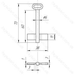 O6 коло /L60мм /двобородковий/