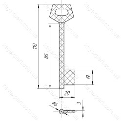 O6 Борідок /L85мм /силумін /широкий прапорець/