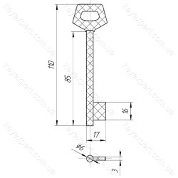 O6 Борідок /L85мм /силумін /вузький прапорець/