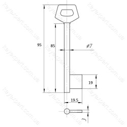 O7 Борідок /L85мм /силумін /широкий прапорець/