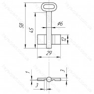 O6 Двобородковий L50мм /силумін /кругла ручка/