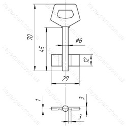 O6 Двобородковий /L50мм /силумін /трикутна ручка/