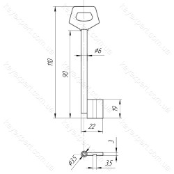 O6 ПАЗ /L90мм /фігурна ручка/