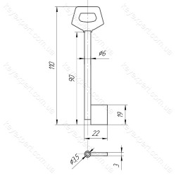 O6 Б/П /L90мм /фігурна ручка/