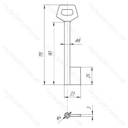 O8 Сейф /L85мм /фігурна ручка/