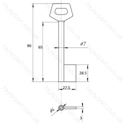 O7 Сейф /L65мм /фігурна ручка/