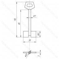 O7 Сейф /L85мм/Двобородковий висунутий/фігурна ручка/