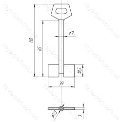 O7 Сейф /L85мм/Двобородковий висунутий/фігурна ручка/