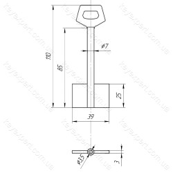O7 Сейф /L85мм/Двобородковий/фігурна ручка/