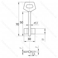 O5,5 Двобородковий /L50мм /силумін / кругла ручка/