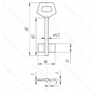 O5,5 Двобородковий/L50мм /фігурна ручка/
