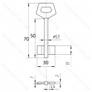 O5,5 Двобородковий /L50мм /силумін / /трикутна ручка/