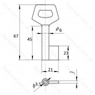 O6 Амбарний/ Великий прапорець/L45мм /фігурна ручка/